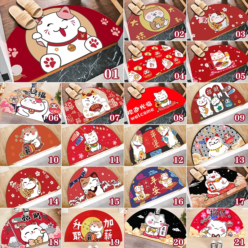 С изображением из мультфильма Lucky Cat входные Придверные коврики с надписью Good Fortune