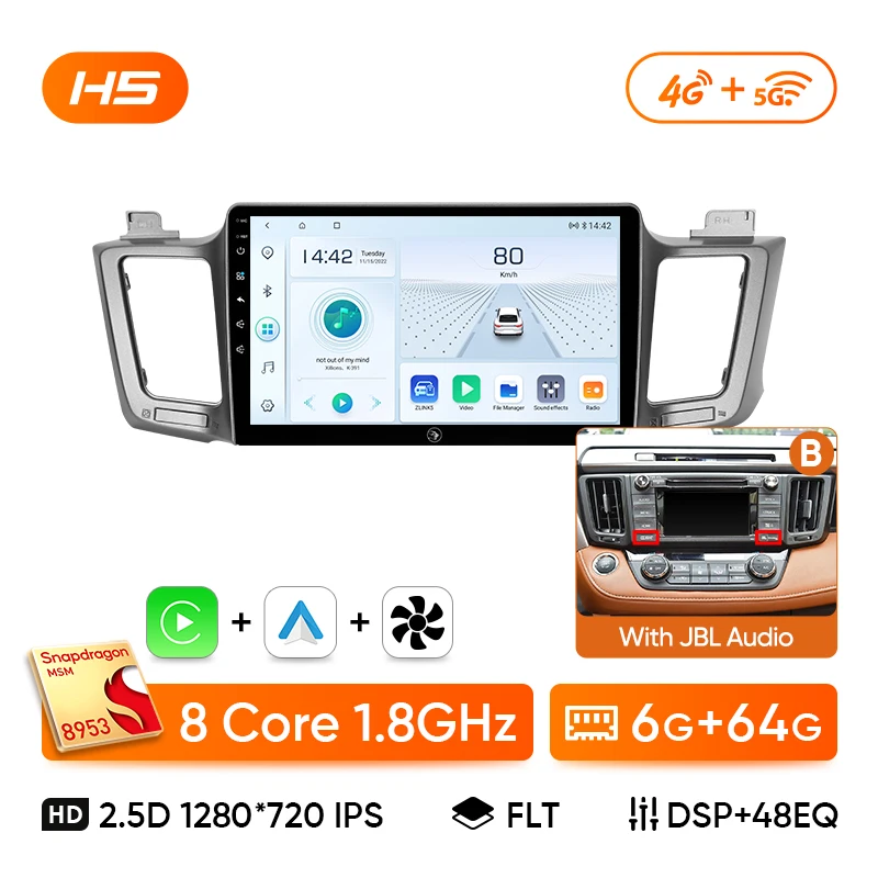 

Автомобильный радиоприемник Ainavi для Toyota RAV4 2012 2013 2015 2016 2017 2018 2019 XA40 Carplay Android Auto, мультимедийный HDMI DSP 48EQ 2 DIN