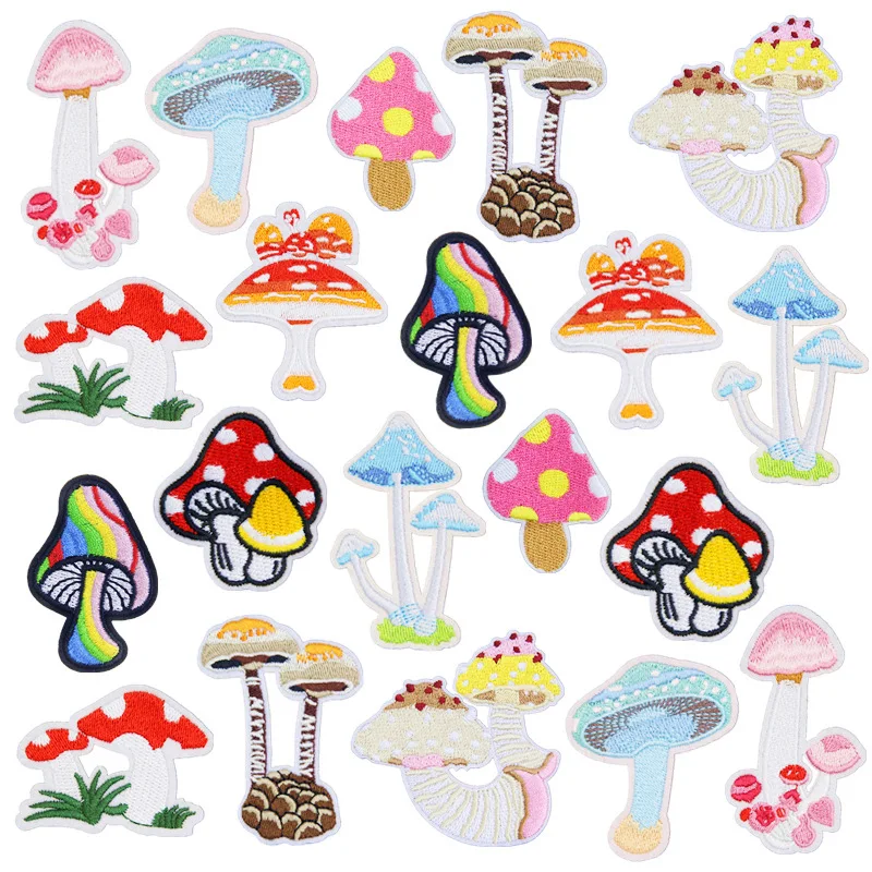 

50pcs/Lot Luxury Anime Mushroom Embroidery Patch Plant Flower Dress Shirt Bag Clothing Decoration Accessory Craft Diy Applique