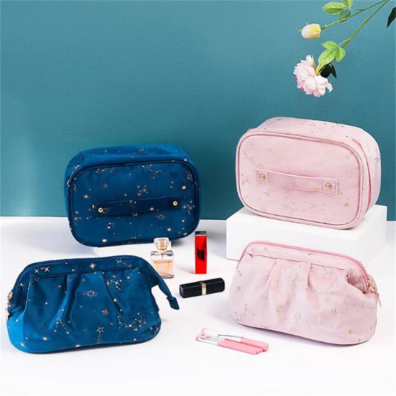 

2023 New Fashionable Hot Stamping Starry Sky Toiletry Bag Women Large-capacity Makeup Bag Cosmetic Organizer Bag