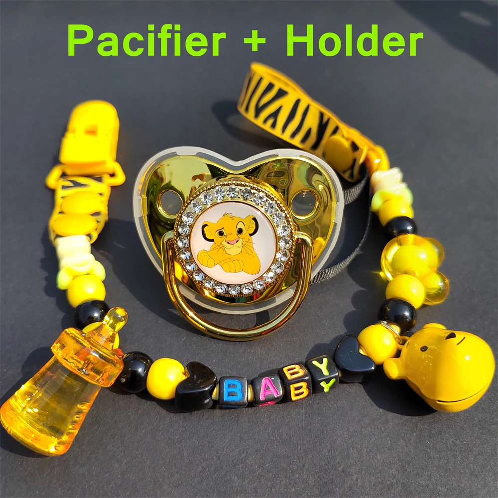 

[1 Set] Brand New Pacifier Mickey Mouse & Winnie the Pooh Baby Pacifier Clip and Bead Pacifier Clip Newborn BPA Free Chupetes