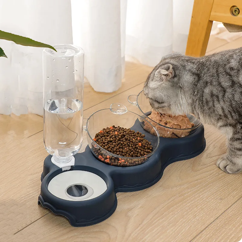 

Dog With Bowl Raised Bowls 3-in-1 Pet For Drinking Feeder Cats Dish Fountain Water Automatic Food Double Cat Cat Bowl Stand Bowl