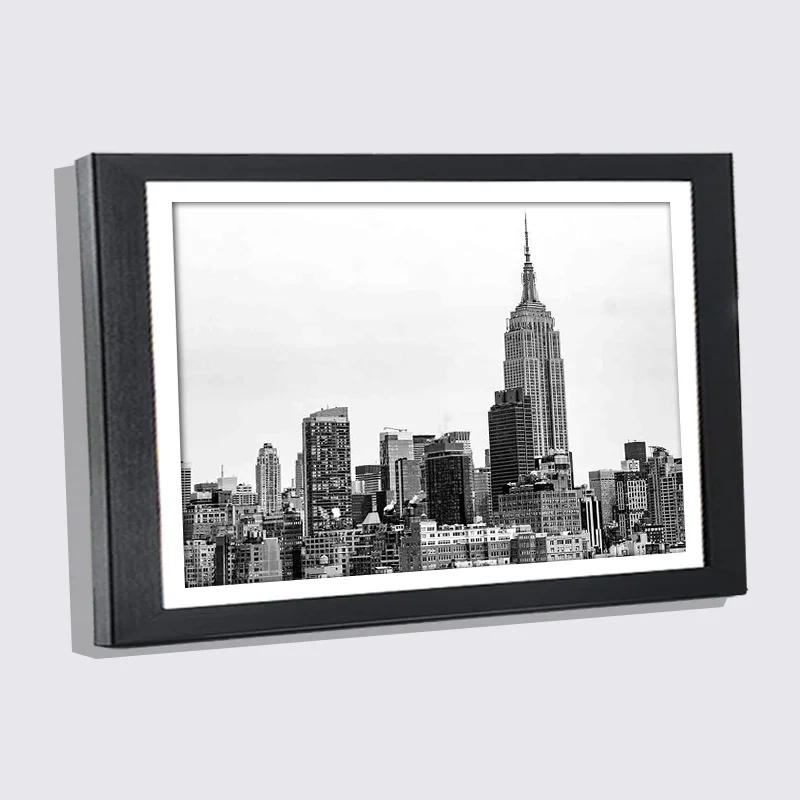 

Black Photo Frame with City Building Canvas Painting 5x7 8x12 Inch Wood Picture Frame Nordic Photo Wall Frames Home Decor Hang
