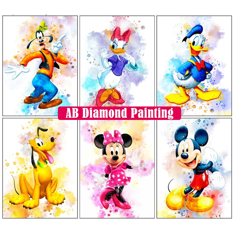 

Алмазная вышивка «сделай сам» Disney 5D AB, полноформатная картина «мультяшный Микки и Минни», квадратная/круглая, стразы, декоративное искусств...