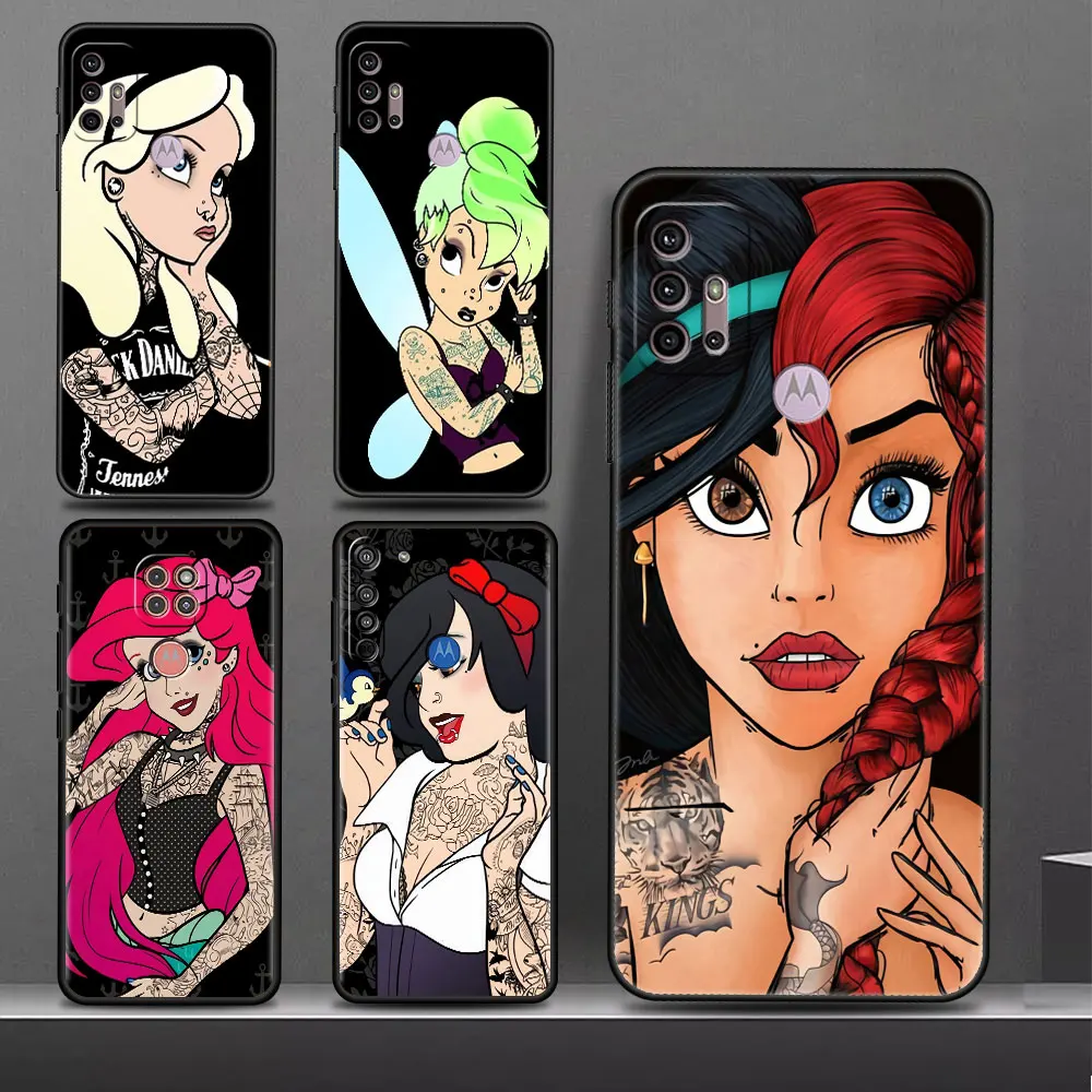 

Tattoo Disney Princess Case For Motorola G30 One Fusion Plus E30 G9 Play G60 G8 Power Lite G50 G51 Edge 20 Hyper Phone Cover Sac