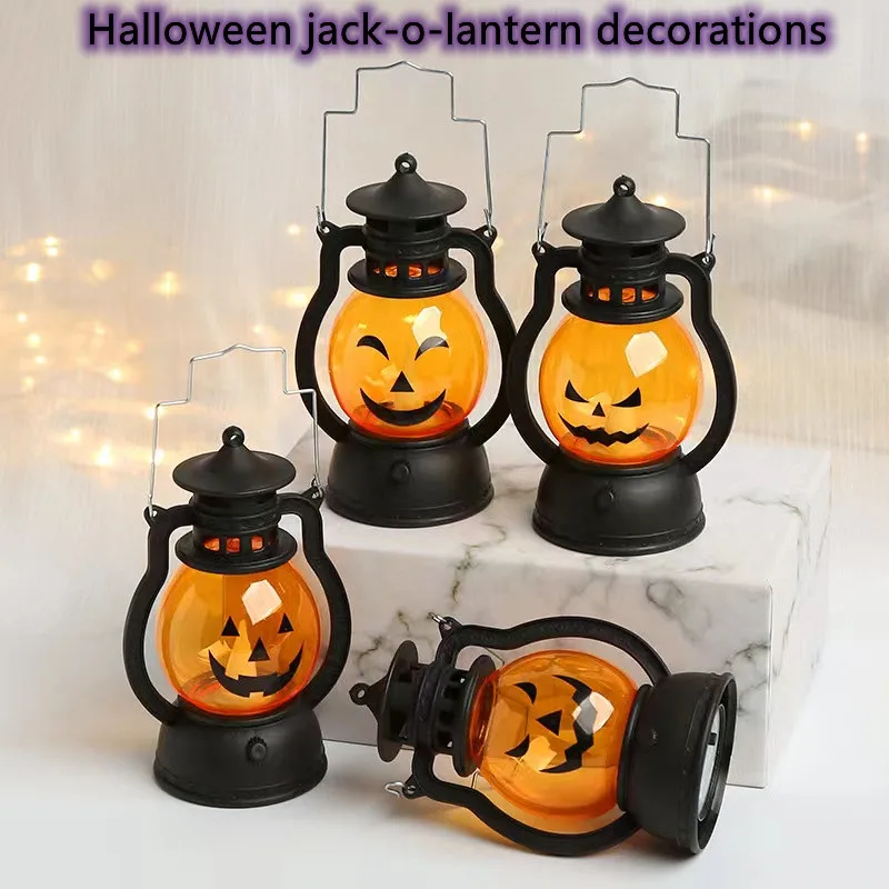 

Halloween Portable Pumpkin Skull LED Pony Light Christmas Decoration Pumpkin Lantern Christmas Ornament Retro Kerosene Lamp