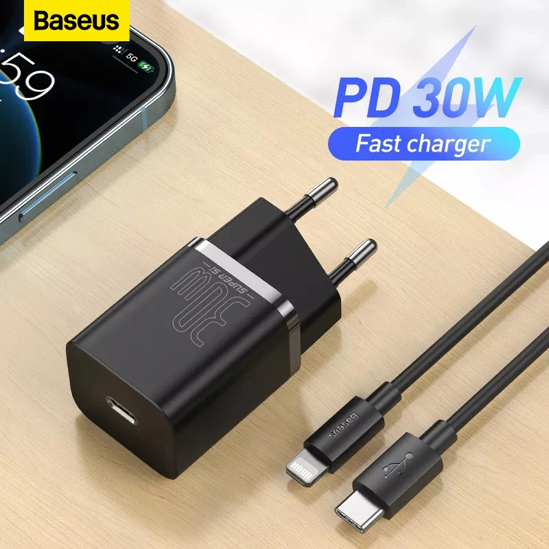 

Baseus 30 Вт USB C зарядное устройство супер Si USB вилка PD Быстрая зарядка для IPhone 14 13 12 pro max QC 3,0 Быстрая зарядка для Xiaomi Samsung