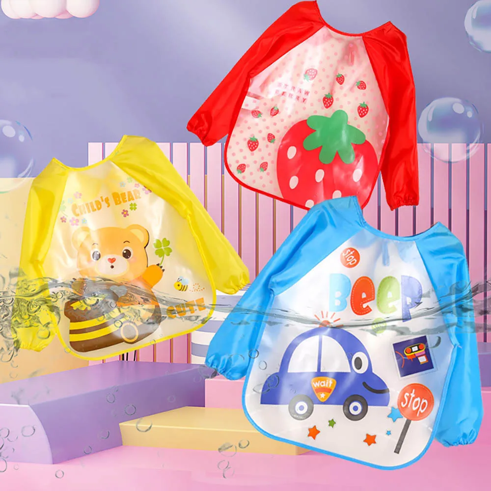 

Baby Bibs New Cute Baby Stuff Toddler Waterproof Long Sleeve Apron Art Smock Infant Feeding Painting Smock Bib Burp Clothing