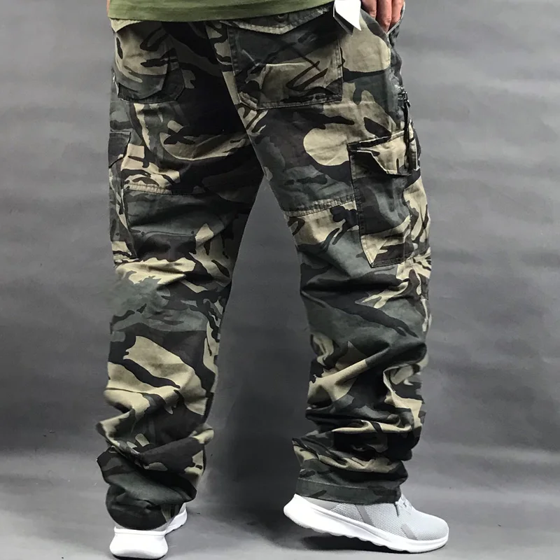 

Cotton Outdoor Cargo Pants Fashion Camouflage Men's Straight Trousers Plus Size Loose Casual Pants Male Clothing Bottoms