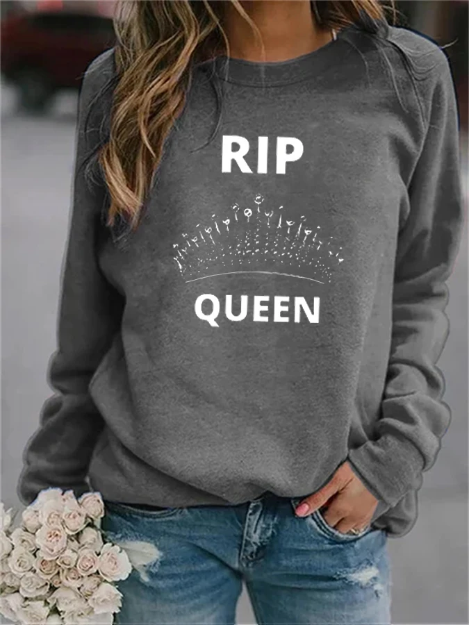 

Women's RIP Queen Of England Commemorative Print Sweatshirt