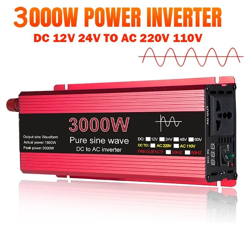 Инвертор немодулированного синусоидального сигнала, 12 В постоянного тока, 24 В в переменный ток, 220 В, 1000 Вт, 1600 Вт, 2200 Вт, 3000 Вт, трансформатор напряжения, портативный Преобразователь мощности, солнечный инвертор Инвертор немодулированного синусоидального сигнала, 12 В постоянного тока, 24 В в переменный ток, 220 В, 1000 Вт, 1600 Вт, 2200 Вт, 3000 Вт, трансформатор напряжения, портативный Преобразователь мощности, солнечный инвертор