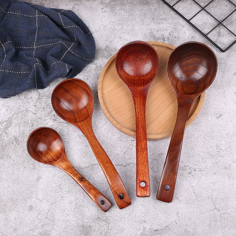 

Creative Natural Wood Large Soup Scoops Long Handle Cooking Utensil Ramen Rice Spoon Soup Ladle Catering Tableware Kitchen Tools