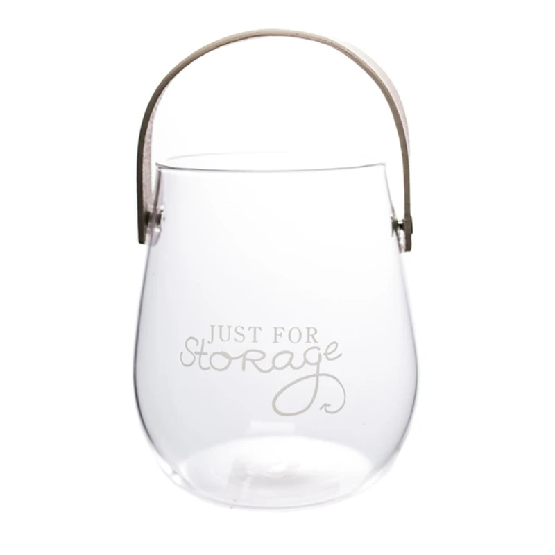 

Clear Glass Vase with Leather Handle Tabletop Flower Container Flowerpot Plant Bottle Organizer Storage Jar Home Decor vazen