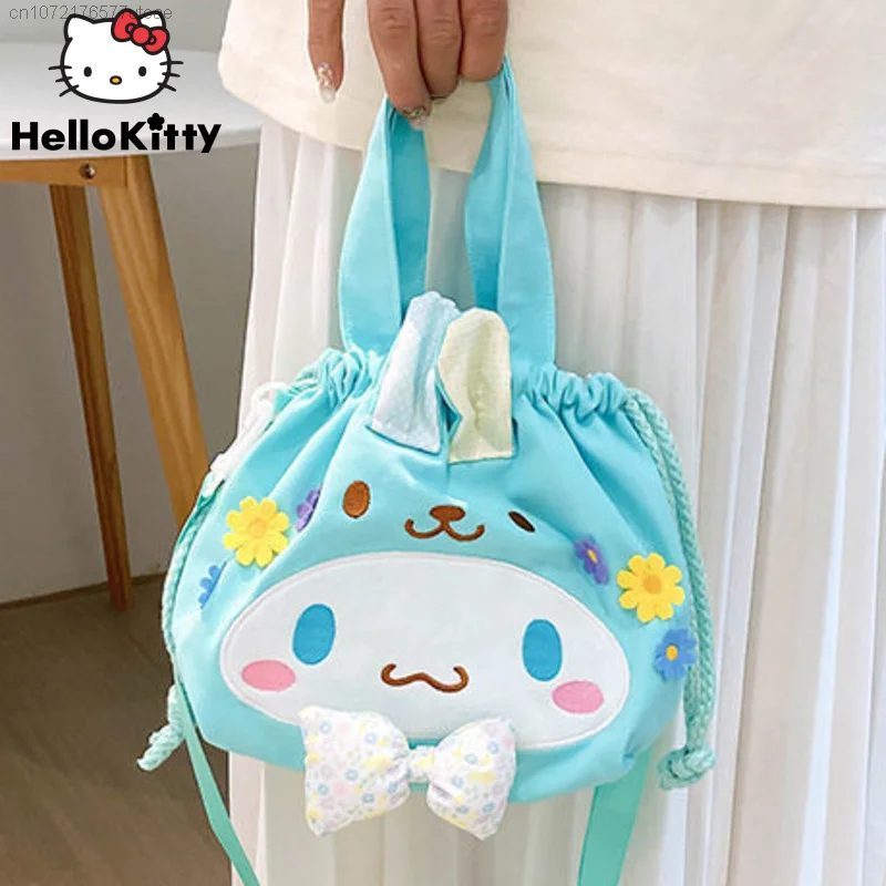 Hello Kitty Melody Cinnamoroll Purin Sanrio Cute Harajuku Girl Cartoon Storage Bags Casual Shopping Woman Handbag Makeup Bag