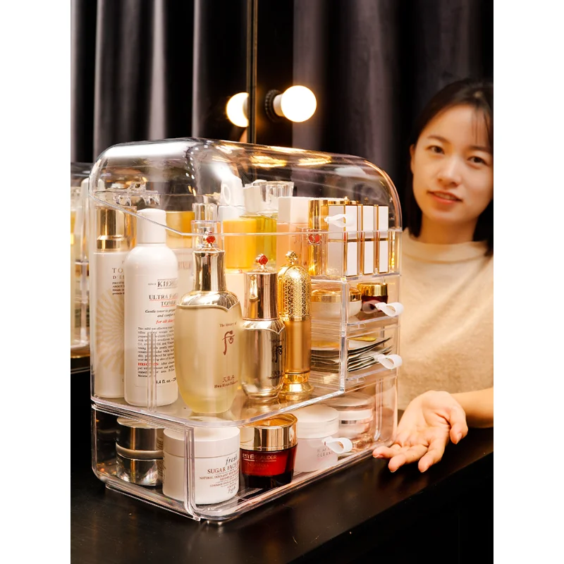 

Desktop acrylic dust-proof cosmetics storage box makeup brush tube lipstick skin care products finishing shelf