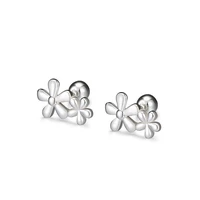 authentic 999 sterling silver earring flower daisy turnbuckles stud earring for women girl wedding party jewelry gift