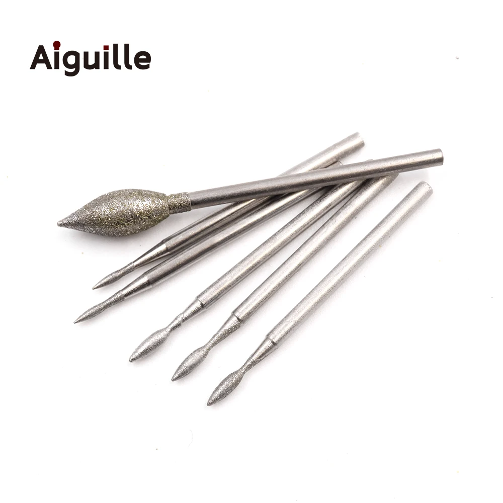 20 шт., J-образные алмазные шлифовальные насадки 2,35 мм 120 #, алмазные шлифовальные насадки 0,5-8,0 мм, зубчатые шлифовальные насадки, точка шлифования