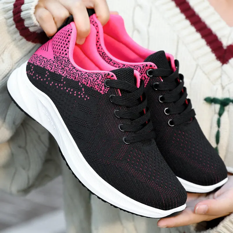

Shoes For Women 2023 Flat Pink Sneakers Autumn Tennis Female Running Casual Air Cushion Plus Fashion Breathable Walking Skate