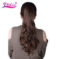 lydia synthetic 1pc hair extension 18inch brown bouncy curly natural wave ponytails claw hairpieces wraping tail hair pieces