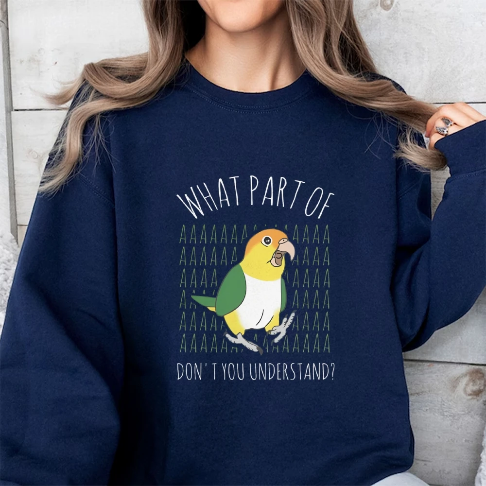 Толстовка с рисунком попугая Модный пуловер длинным рукавом и круглым вырезом