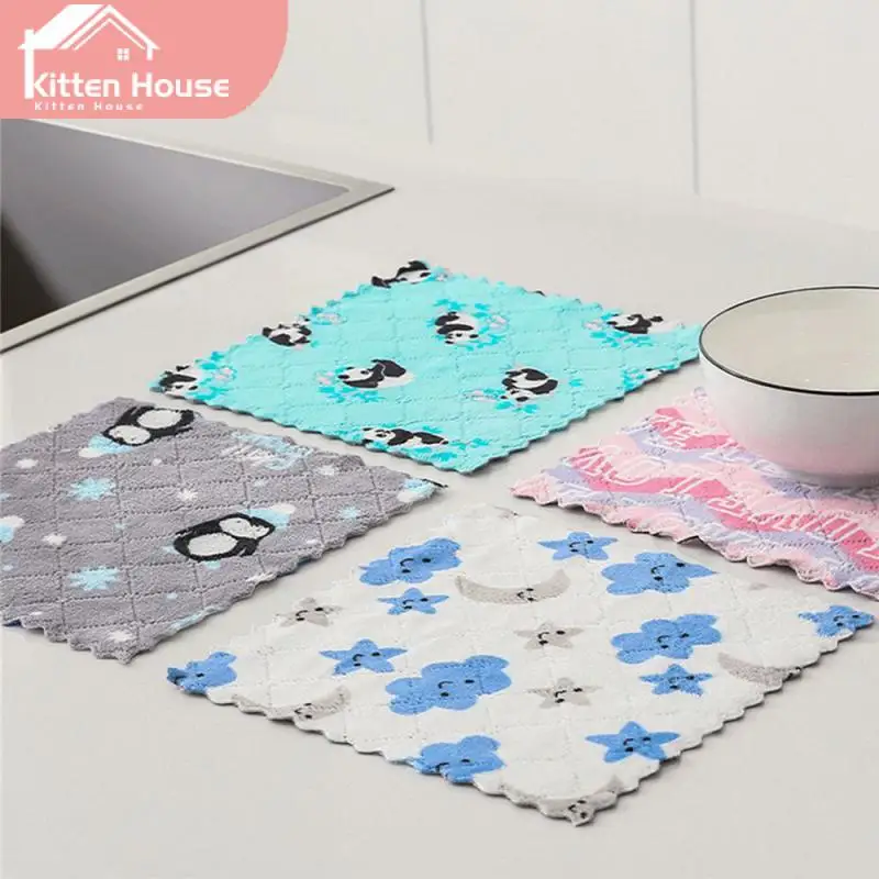 

Washable And Reusable Cleaning Supplies Double Sided Coral Velvet Kitchen Towel Super Soft And Comfortable Effective Cleaning