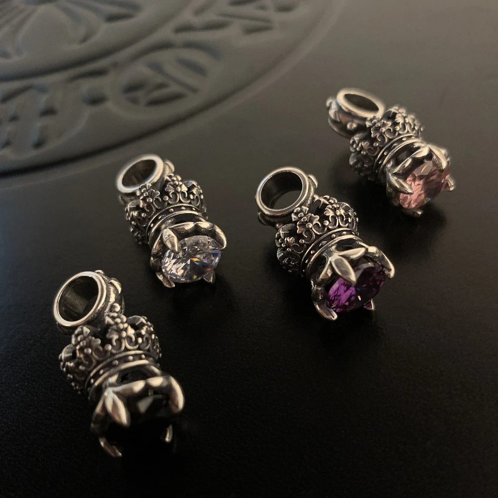 S925 Silver Fashion Crown Zircon Pendant Women's Pendant Single Pendant Temperament Retro Punk Party Jewelry