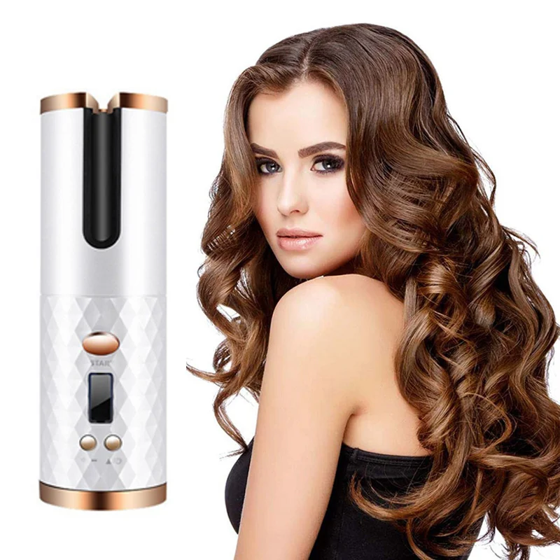 

Wireless Automatic Hair Curling Iron Rechargeable Multifunctional USB Hair Curler Portable LCD Display Ceramic Curly Hair Tool