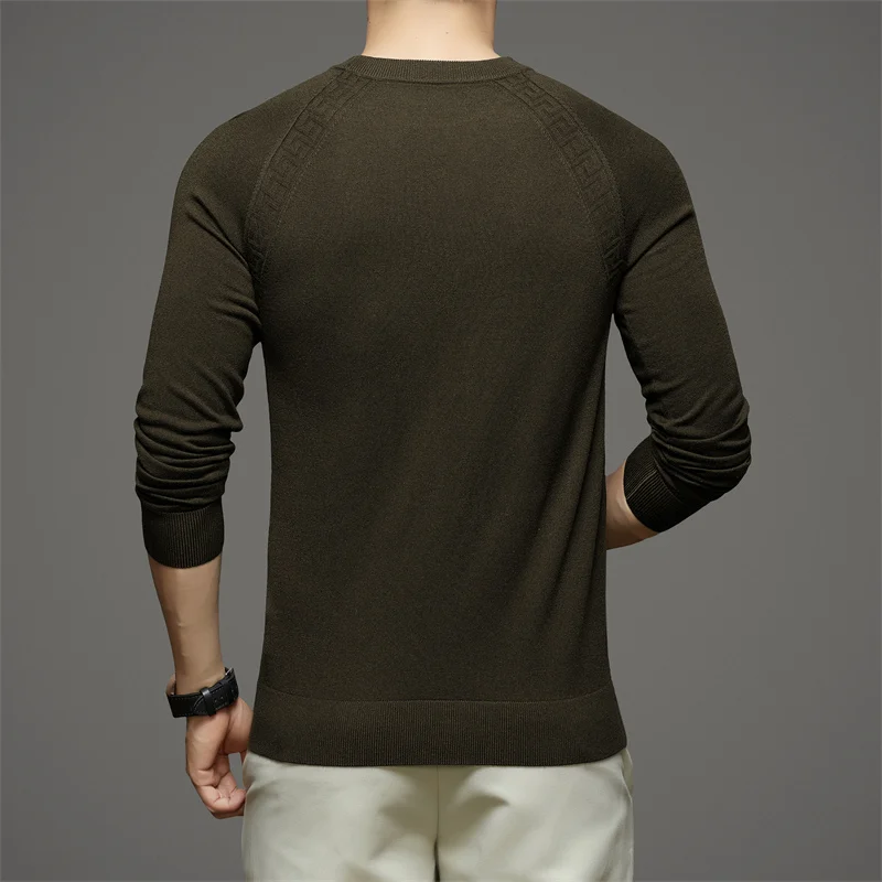 Мужская Трикотажная футболка из 21% овечьей шерсти с длинным рукавом и круглым