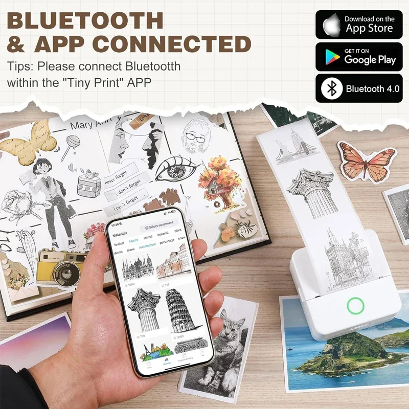 Портативный HD-принтер наклейка этикетка Bluetooth карманные мини-термопринтеры с