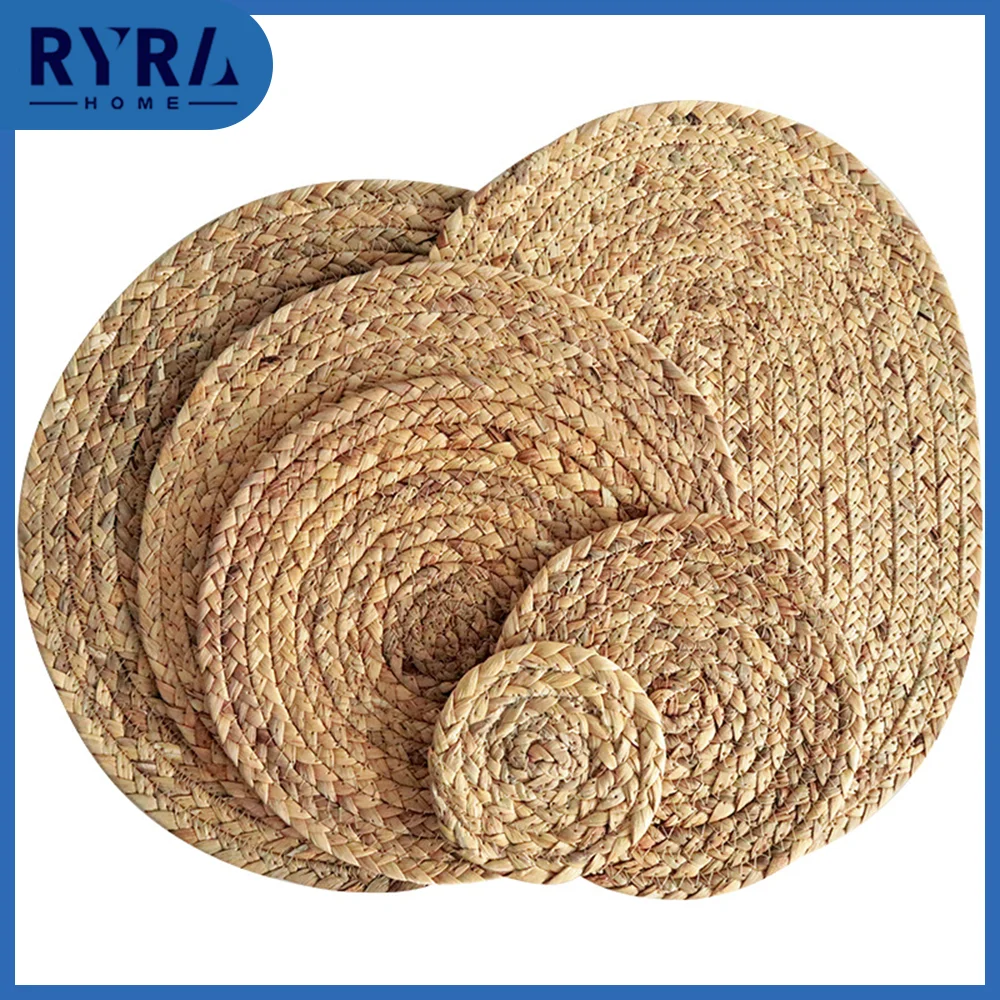

Insulation Mat Non Slip Airplane Dining Plate Mat High Quality Round Cane Kitchen Accessories Placemat Dining Mat Natural Woven