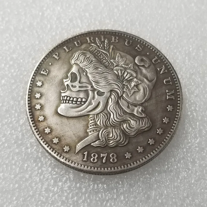 

American 1878 Rangers Skull Silver Plated Coin Commemorative Collectible Coin Gift Challenge Coin