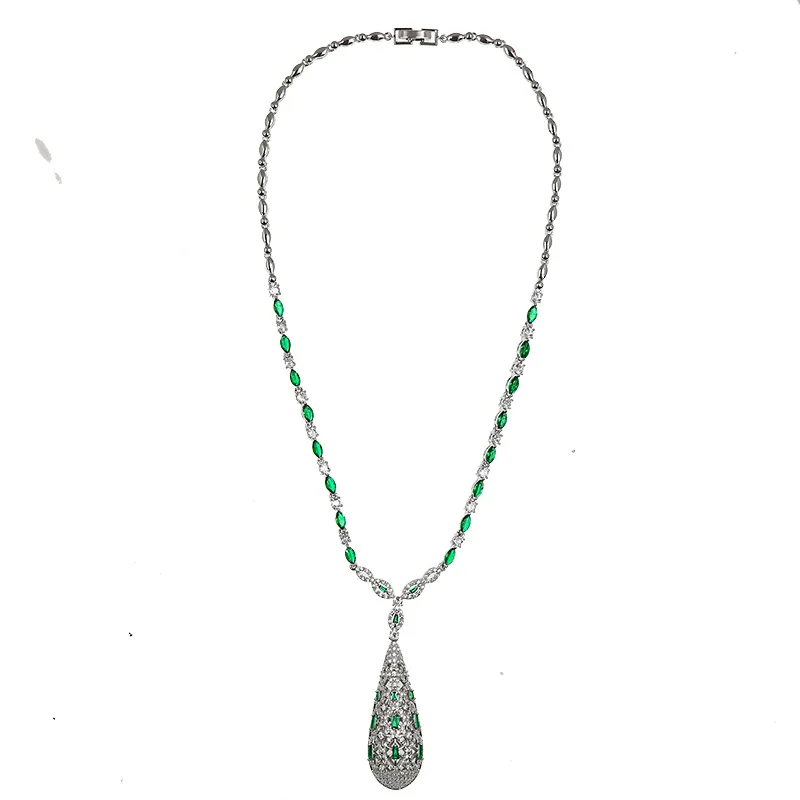 2023 модное женское ожерелье и серьги с подвеской в виде капли воды из фианита