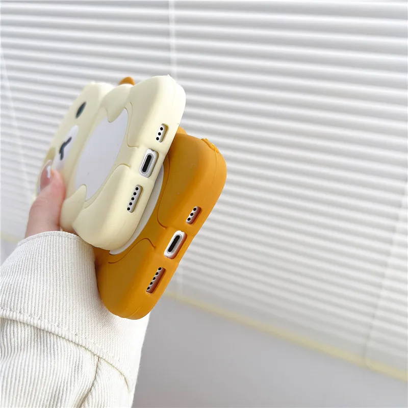 Cartoon Animal Bear Cute 3D Case For iphone 14 13 12 11 Pro XS Max XR X SE 6 7 8 Plus Soft silicone bubble Phone Cover kids gift