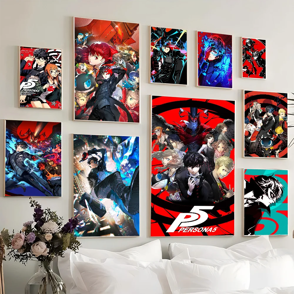 Hot Video Game Persona 5 Gaming Classic Vintage Posters Room Home Bar Cafe Decor Nordic
