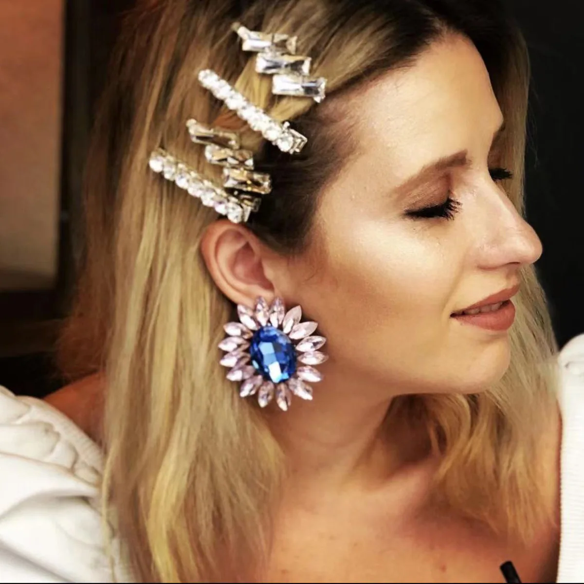 

KUNST Vintage Shiny Circle Metal Women's Earrings Big Round Rhinestone Sequin Falshion Unique Grunge Jewelry Europe and America