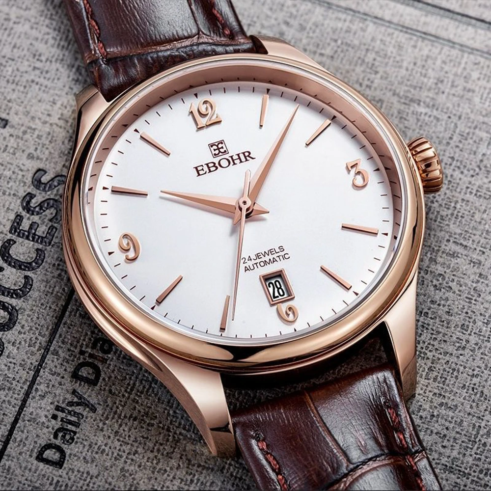

Dress Watch Automatic NH35 Mechanical Wristwatches Men Luxury 42mm Sapphire Glass Waterproof Business Watch EBOHR Classic Clocks