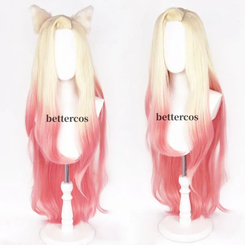 Парик для косплея LOL KDA Ahri с ушками термостойкие синтетические волосы парик