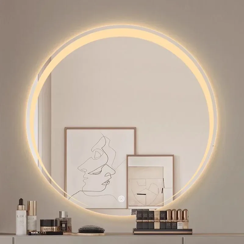 Круглое зеркало для макияжа со светодиодной подсветкой современное маленькое