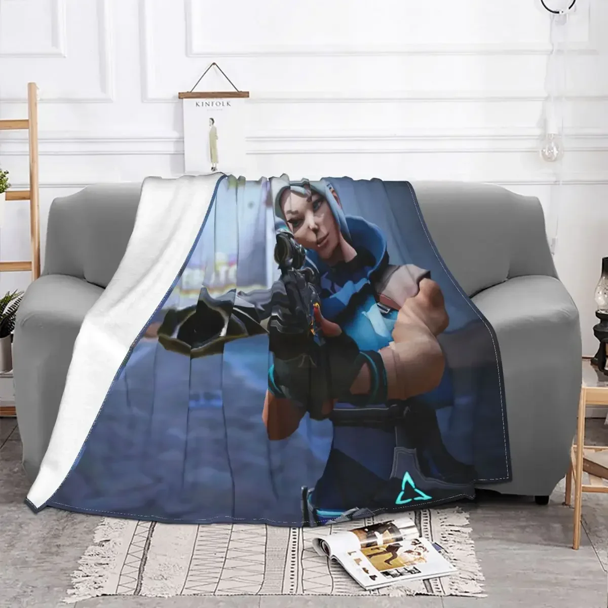 Одеяло Valorant Jett из аниме-фланели смешные теплые Пледы для стульев покрытия дивана