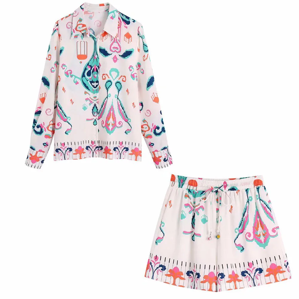 

URMASZAFemale clothing printed woman blouse single-breasted lapel Elegant Ladies Shirt Long Sleeve Fashion Woman Blouses 2022