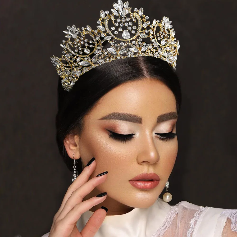 

Luxury Wedding Tiaras and Crowns Rhinestone Hair Accessories Bride Hair Jewelry Crystal Party Headwear Bridal Headband