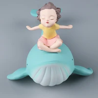 nordic minimalist cartoon girl simulation whale animal small ornaments home desktop decoration resin crafts