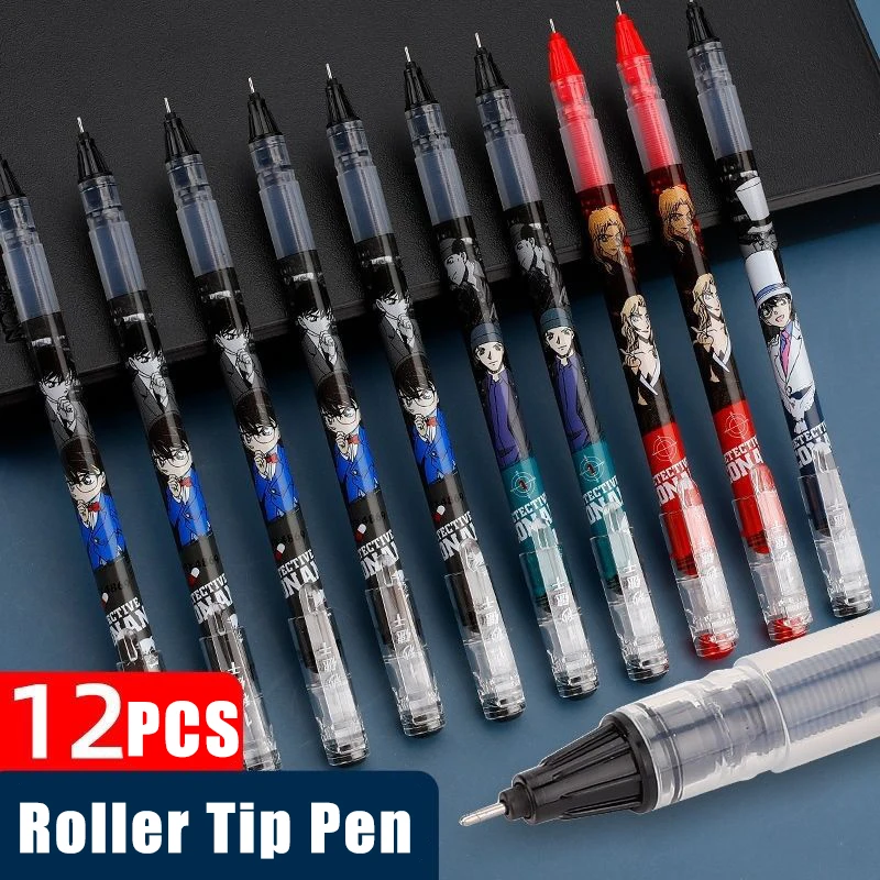 

6PCS Detective Conan Roller Tip Gel Pen Akai Syuuichi Kaitou Kiddo Anime Manga 0.5MM Writing Supplies for School Students Kids
