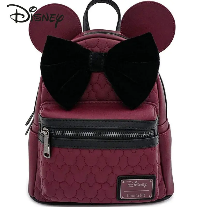 Disney Minnie 2023 New Original Women's Backpack Luxury Brand Mini Casual Backpack Cartoon Cute 3D Fashion Girl's Schoolbag