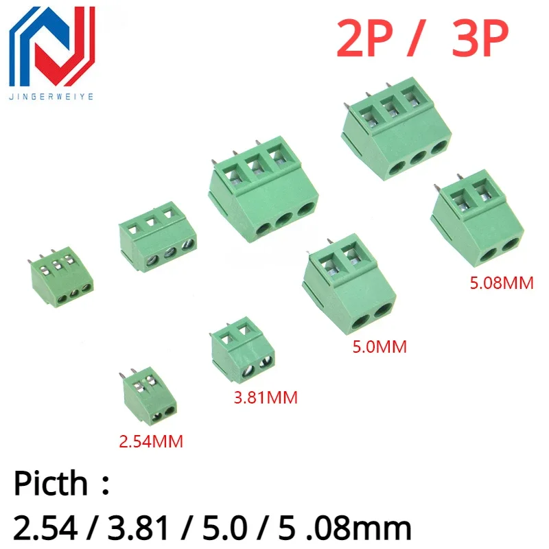 

10pcs KF120/KF128 2.54mm/3.81/5.0/5.08 Pitch 2P/3P straight pin pcb screw terminal block connector 2PIN 3PIN 2.54MM/3.81MM/5.08