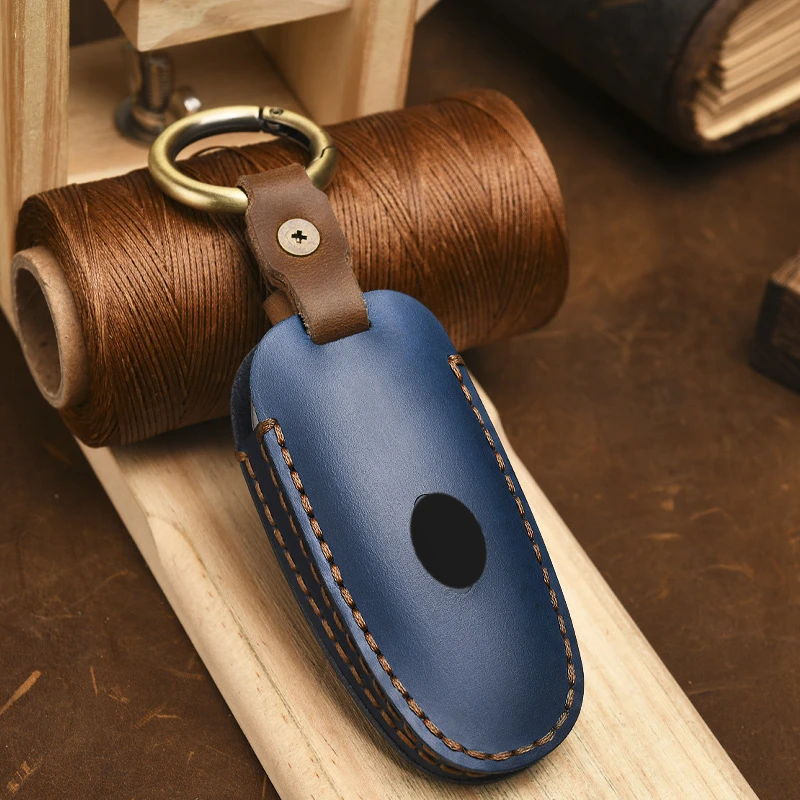 Кожаный чехол для автомобильного ключа ручной работы с 3 кнопками Hyundai Tucson 2021 2022