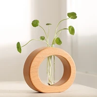 round crystal glass test tube vase in wooden stand flower pots for hydroponic plants home home decor garden decoration