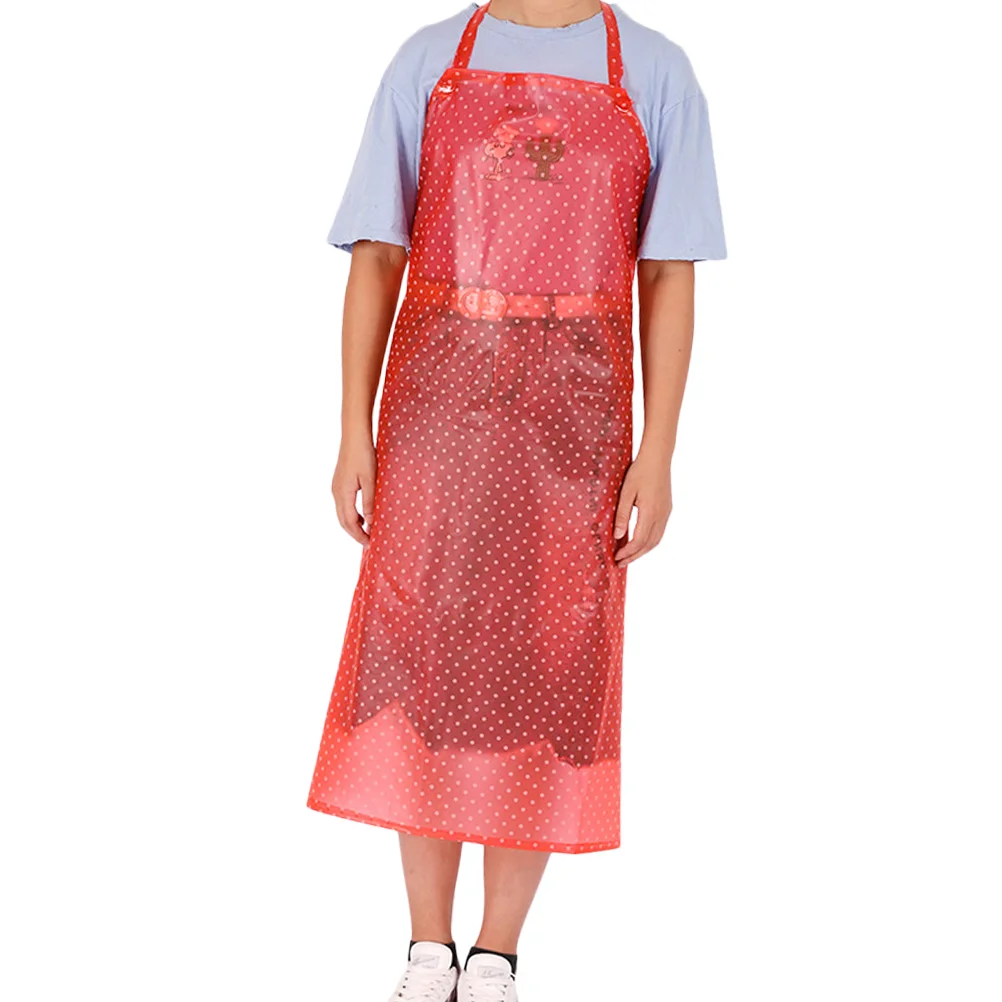 

1pc Oil-proof Apron Sleeveless Pinafore Waterproof Save-all Transparent PVC Apron Cooking Supply Red Home things