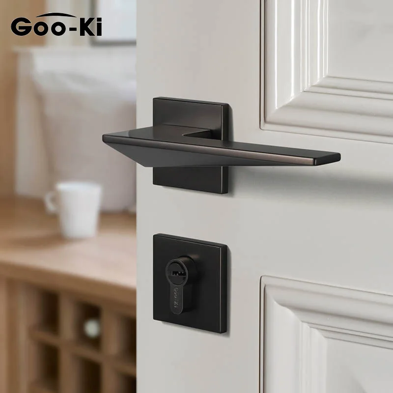 Goo-Ki Black Door Lock American Style Bedroom Handle Anti-theft Anti-rust Interior Green Bronze with Key | Обустройство дома