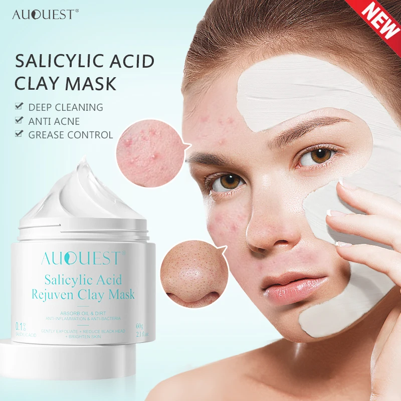 

Blackhead Remover Salicylic Acid Face Mask Facial Cleansing Against Black Dots Acne White Clay Mask Cream Skincare Cosmetics